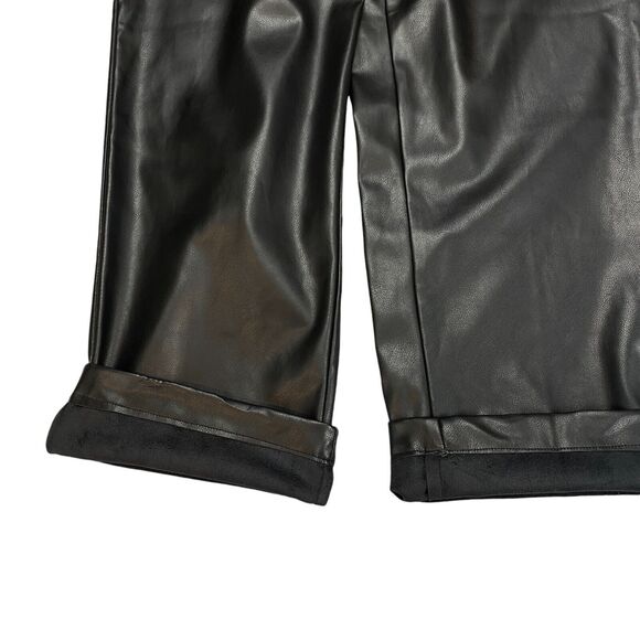 Ruby Rd. Pants Women's 10 Black Faux Leather Wide Leg Flat Front Pockets Outdoor - Picture 16 of 16